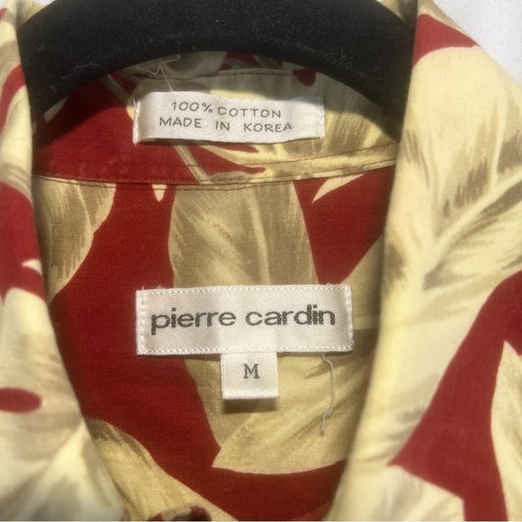 VINTAGE Pierre Cardin Shirt Mens M Hawaiian Flowy Relax Men's Red and Cream - Picture 5 of 10